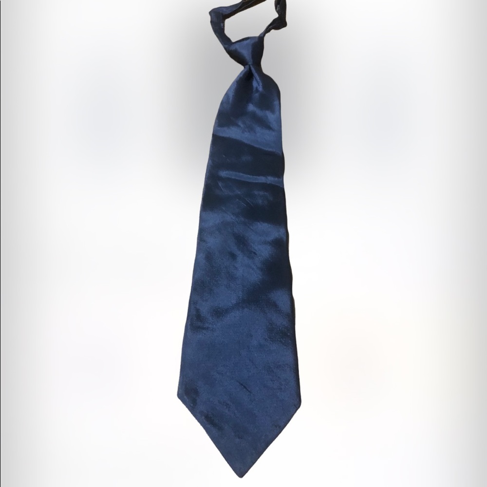 Beautiful Navy Blue Satin Formal Windsor Tie w/Adjustable Neckband One Size